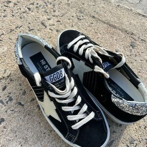 Golden Goose Hi Star Sneakers Women Black Suede White Star EU 37 US 7